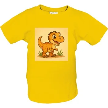 Pánské tričko Tričko s potiskem Malý tyranosaurus oranžová dětské