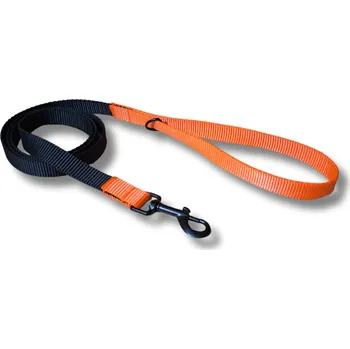 Vodítko pro psa Vodítko dvoubarevné pro malá plemena Clasic - ČERNÁ - ORANŽOVÁ, 1 m, Karabina 67 mm - pro malá plemena - pochromováno