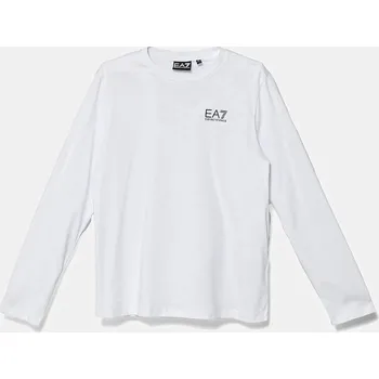 Chlapecké tričko Dětské bavlněné tričko s dlouhým rukávem EA7 Emporio Armani 7B000021.AF10378 bílá 00X, vel. 150