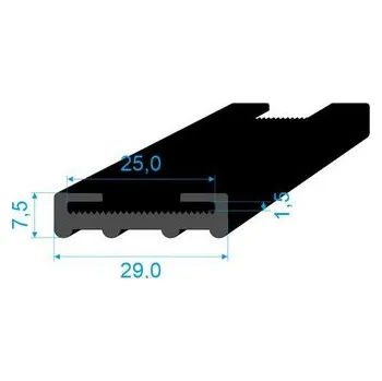 Těsnění do okna a dveří 05401251 Profil tvaru "C", 29x7,5mm, EPDM, 70°Sh, Délka:1700mm