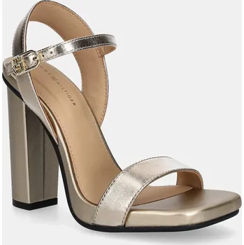 Dámské sandále Kožené sandály Tommy Hilfiger HIGH HEEL GOLDEN LEATHER SANDAL FW0FW08674 zlatá GLD, EUR 39