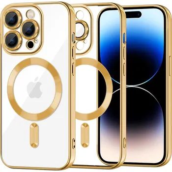Pouzdro na mobilní telefon Techsuit Luxusní Krystalové MagSafe iPhone 14 Pro Zlaté
