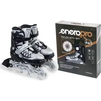 Kolečkové brusle KOLEČKOVÉ BRUSLE/VÁLEČKOVÉ BRUSLE/BRUSLE 4V1 ENERO PRO LED 38-41 ŠEDÉ