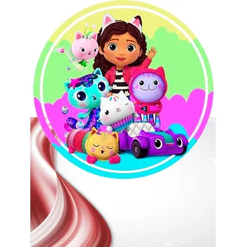 Jedlá dekorace na dort "Gábi s autem" 20 cm ( Fondánový list NEVYŘEZÁNO)