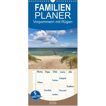 Cestování Familienplaner 2026 - Vorpommern mit Rügen mit 5 Spalten (Wandkalender, 21 x 45 cm) CALVENDO - Löwer, Sabine