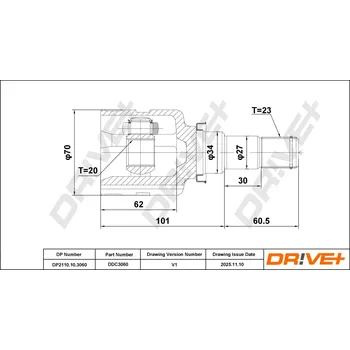 Poloosa kola Sada kloubů, hnací hřídel Dr!ve+ DP2110.10.3060