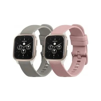 Příslušenství k chytrým hodinkám 2x Náramek pro Garmin Venu Sq 2 Music / Sq 2 - šedá, růžová