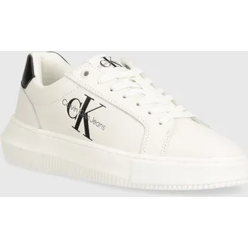 Pánská obuv Kožené tenisky Calvin Klein Jeans CHUNKY CUPSOLE MONO LTH WN YW0YW00823 bílá 00M, EUR 40
