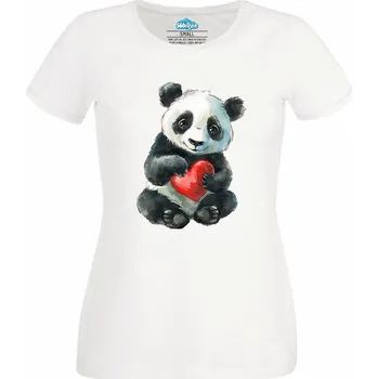 Dámské tričko Dámské tričko Mládě Pandy se Srdcem (Velikost: M, Barva: Bílá)