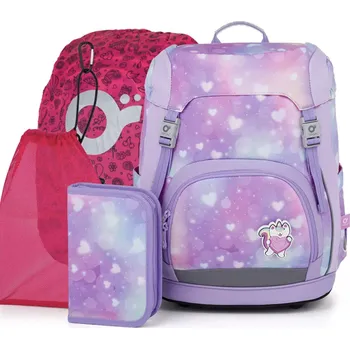 Školní batoh Fialová lehká aktovka Topgal KIRA 25004 SET LARGE