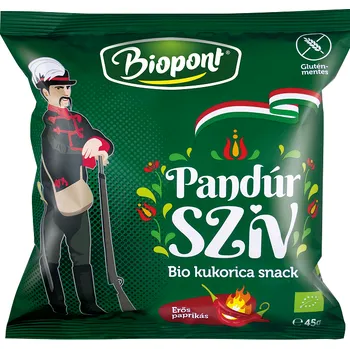 Chips Biopont Bio Kukuřičný snack Pandúr srdce s paprikovou příchutí pikantní (45g)