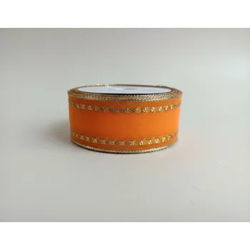 Stuha Plátnová stuha s metaloplastem, monofilem a vlascem, 40 mm, oranzová