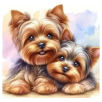 Puzzle NORIMPEX Diamantové malování Dva jorkšíři 30x40cm