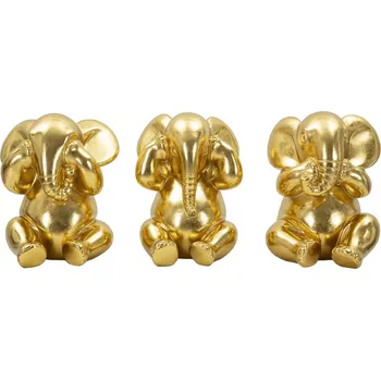 Sada 3 ks dekorativních figurek Elephant zlatá