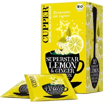 Sušené ovoce Cupper® Superstar Bio ovocně-bylinný čaj porcovaný s citronem a zázvorem (20ks)