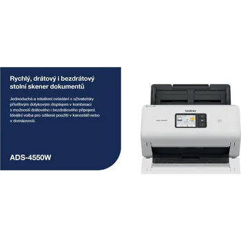 Skener BROTHER skener ADS-4550W DUALSKEN A4 35ppm/70dual 600x600 60ADF USB LAN WIFI - display 7.1cm