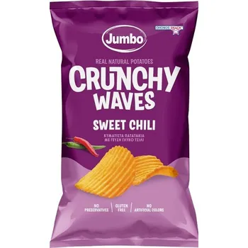 Chips Ohonos Jumbo Crunchy Bezlepkové bramborové chipsy Vroubky s příchutí sladké chilli (90g)