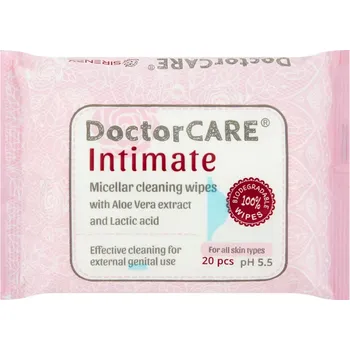 Intimní hygienický prostředek DoctorCare Intimate vlhčené utěrky pro intimní hygienu s extraktem z Aloe Vera a kyselinou mléčnou (20ks)