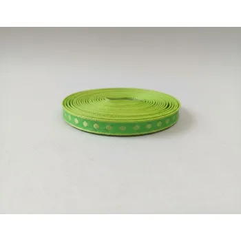 Stuha Plátnová stuha se vzorem a drátem, 10 mm, zelená