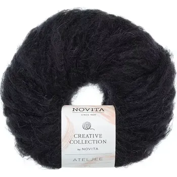 Příze Novita Ateljee 99 černá (Objemová přírodní příze Ateljee black)