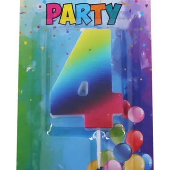 Dortová svíčka Svíčka narozeninová číslo 4, duhová, 4 x 6 cm