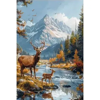 Diamantové malování Diamantové malování jelen v horách 30 × 40 cm