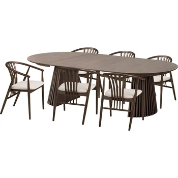 House Nordic Jídelní set stolu OSAKA a 6 židlí AGUSTIN tmavě hnědý 7771001-S
