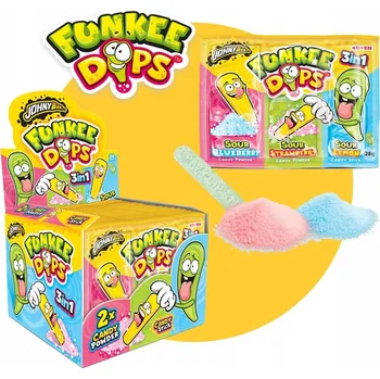 Bonbon Johny Bee Lízátko Funkee Dips 3v1 (28g)