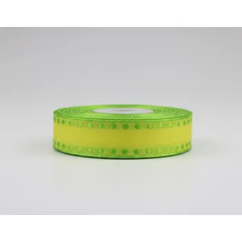 Stuha Plátnová stuha se vzorem a drátem, 25mm, zelená