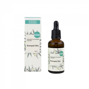 Pleťový olej Kvitok Konopný pleťový olej nerafinovaný (50 ml) - zmírňuje ekzémy, regeneruje pleť