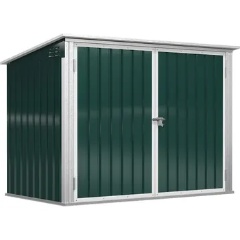 Úložný box Uzamykatelný úložný box Outsunny pro 2 popelnice, ocel, 178,5 x 104,5 x 128,5/113 cm, zelený