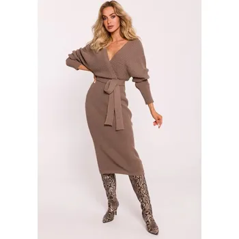 Dámský svetr Dámské svetrové šaty M810 Cappuccino - MOE UNI capuccino