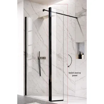 Boční otočný panel LAGOS BLACK NEW 200, Matné bezpečnostní sklo - 8 mm, 30 cm BCLAGO2OPBF + slevový kód, + prodloužená záruka