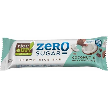 Rice Up Zero Bezlepková rýžová tyčinka s mléčnou čokoládou s kokosovou příchutí bez přidaného cukru (18g)