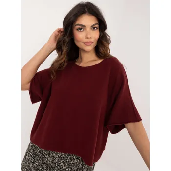 Dámský svetr Bordó dámský oversize svetr s krátkým rukávem IT-SW-0811.82P-bordo Velikost: ONE SIZE
