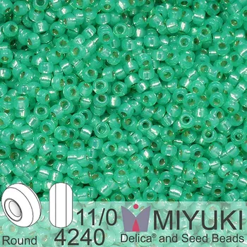 Korálek Korálky Miyuki Round 11/0. Barva 4240 Duracoat Silverlined Dyed Mint. Balení 5g