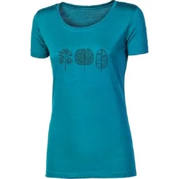 Dámské oblečení PROGRESS VINKA dámské triko 100% merino vlna krátký rukáv zelený melír S