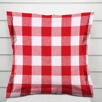 Povlak na polštářek Bavlněný povlak na polštář s lemem Olivia OL-016 Červeno-bílá kostka velká 50 x 50 cm