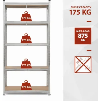 Dílenský regál Kreator KRT674001 - Kovový regál 180 x 90 x 40cm, 5 polic, 875kg