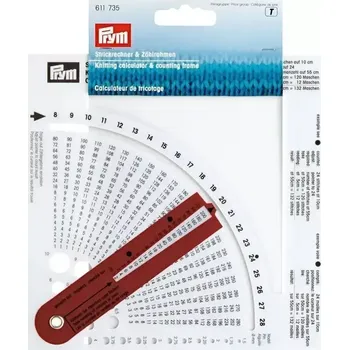 Jehlice Prym pletací kalkulačka a měřidlo vzorků (Prym nástroj pro měření a přepočet pletených vzorků)