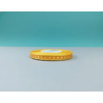 Stuha Plátnová stuha se vzorem a drátem, 10 mm, oranžová