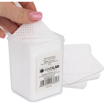 GNB LAB Perforované bezprašné tampony na nehty 5x5 cm 12 vrstev v krabičce bílé 200 ks