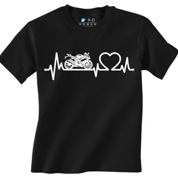 Chlapecké tričko Dětské tričko Kardiogram Lásky a Sportovní Motorka GSX-R (Barva: Černá)
