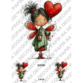 Umělecký papír Rýžový a soft papír na decoupage - Valentýnky - KB4729 Materiál: Soft, Rozměr: A4