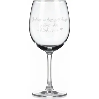 Sklenice Sklenice na víno s gravírovaným textem - Jediné, co dnes potřebuju je tvoje ruka a sklenka vína ❤️