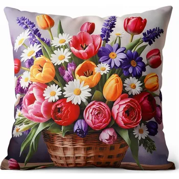 Polštář Dekorační polštář FLOWERS COLORFUL IV. 40x40 cm Mybesthome Varianta: Povlak na polštář s výplní, 40x40 cm