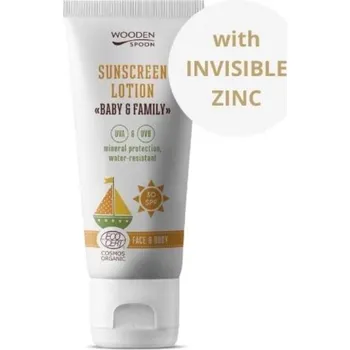 Přípravek na opalování Wooden Spoon Opalovací tělové mléko Baby & Family SPF 30 BIO 100 ml – Expirace 31/03/2026