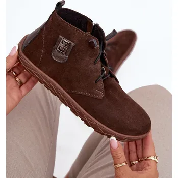 Dámské polobotky Dámské semišové barefoot polobotky s ozdobným detailem Zazoo – čokoládové Velikost: 39