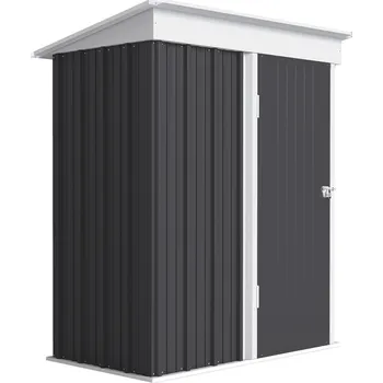 Zahradní domek Outsunny Zahradní domek Outsunny, venkovní kůlna na nářadí z vlnité oceli, nástěnný design, nastavitelné police, uzamykatelné dveře, tmavě šedá