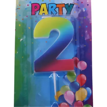 Dortová svíčka Svíčka narozeninová číslo 2, duhová, 4 x 6 cm